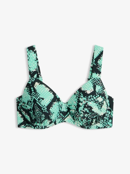 Obrázek produktu Biustonosz bikini z usztywnianymi miseczkami typu minimizer z wyściełanymi ramiączkami, na fiszbinach BonPrix zielony