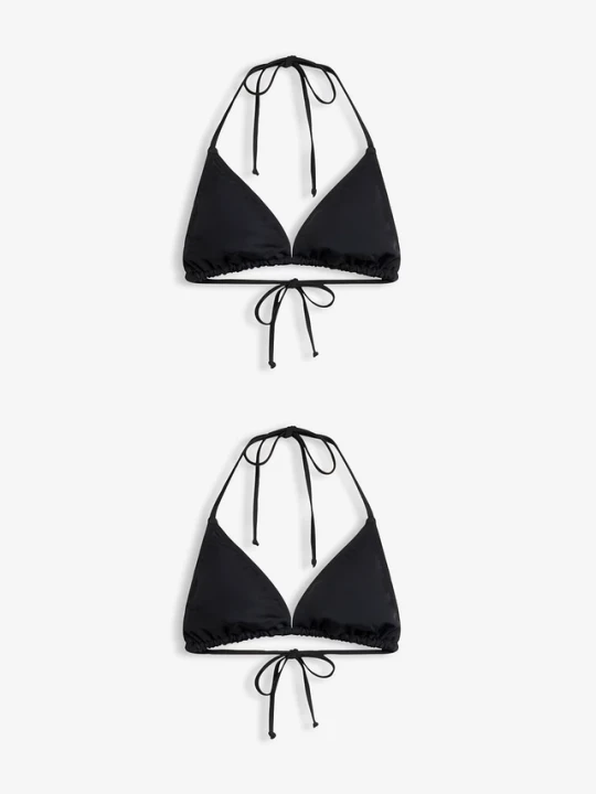 Obrázek produktu Biustonosz bikini z trójkątnymi miseczkami (2 szt.) BonPrix czarny