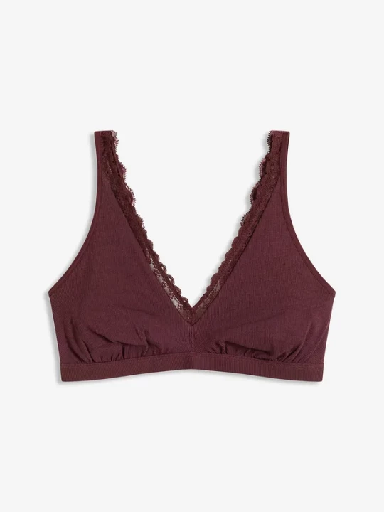 Obrázek produktu Biustonosz bralette z prążkowanej bawełny organicznej z koronką BonPrix czerwony