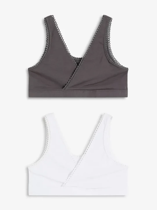 Obrázek produktu Biustonosz bustier dwustronny z miękką bawełną organiczną (2 szt.) BonPrix biały