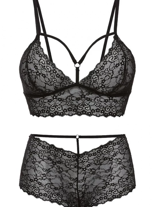Obrázek produktu "Biustonosz bustier + figi panty ""ouvert"" (2 części)" BonPrix czarny