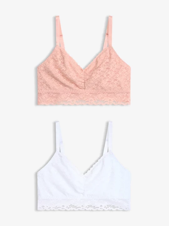 Obrázek produktu Biustonosz bustier z delikatną koronką (2 szt.) BonPrix różowy