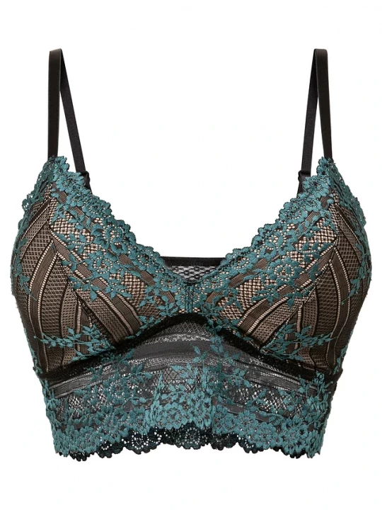 Obrázek produktu Biustonosz bustier z dwukolorowej koronki BonPrix niebieski