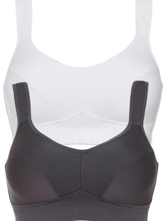 Obrázek produktu Biustonosz sportowy, średni stopień podtrzymywania biustu (2 szt.) BonPrix szary