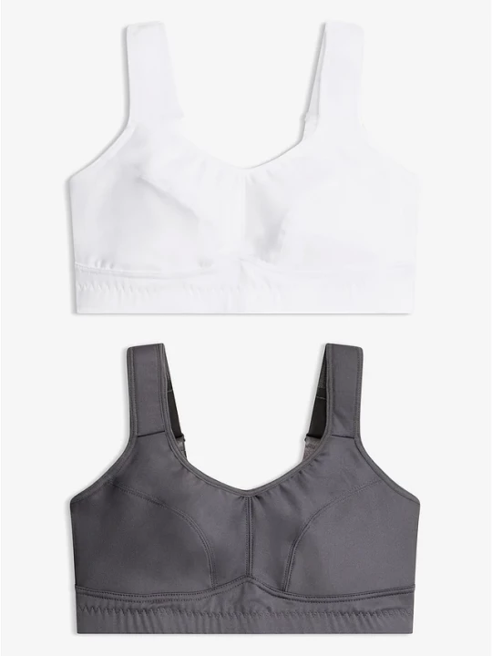 Obrázek produktu Biustonosz sportowy, średni stopień podtrzymywania biustu (2 szt.) BonPrix szary