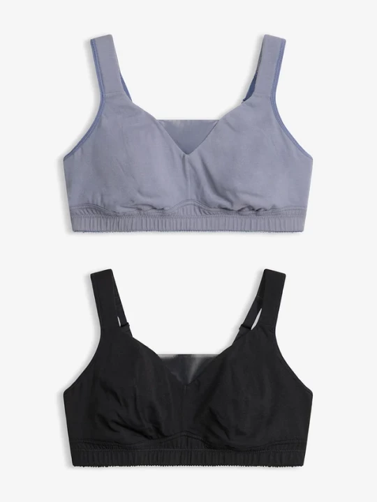 Obrázek produktu Biustonosz typu T-shirt bez fiszbinów z bawełną (2 szt.) BonPrix niebieski