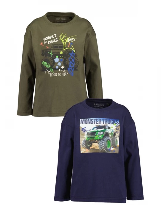 Obrázek produktu BLUE SEVEN Tričko tmavě modrá / khaki / limetková / bílá