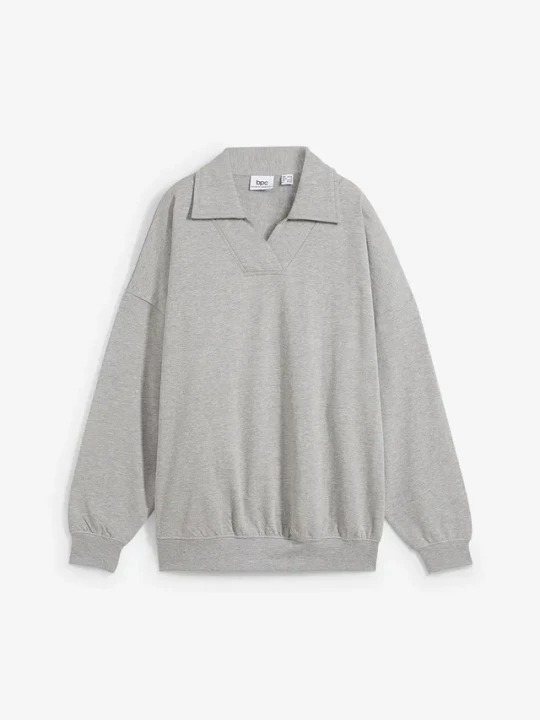 Obrázek produktu Bluza oversize z dekoltem w serek i kołnierzykiem polo BonPrix szary