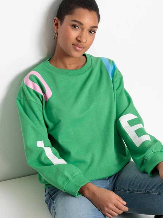 Obrázek produktu Bluza oversize z miękkiej mieszanki bawełny BonPrix zielony