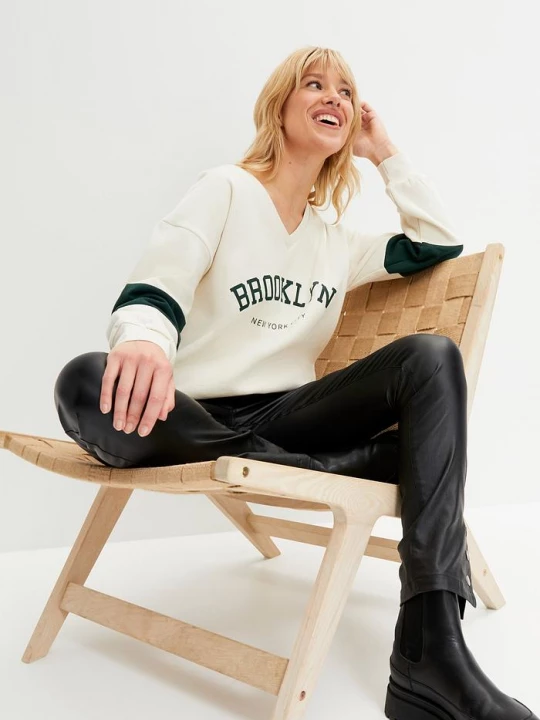 Obrázek produktu Bluza oversize z mieszanki bawełny BonPrix beżowy