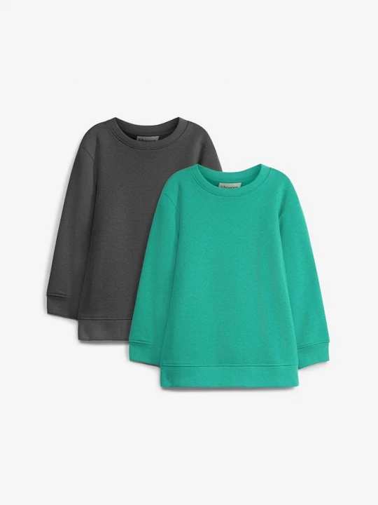 Obrázek produktu Bluza z miękkiego materiału z bawełną (2 szt.) BonPrix zielony
