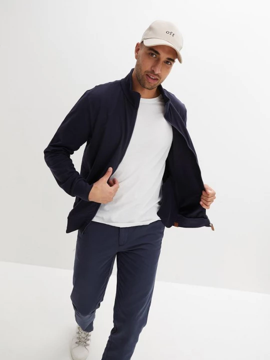 Obrázek produktu Bluza ze stójką i detalami z imitacji skóry BonPrix niebieski