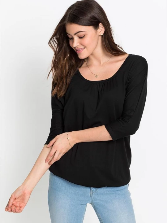 Obrázek produktu Bluzka oversize z mieszanki wiskozy BonPrix czarny