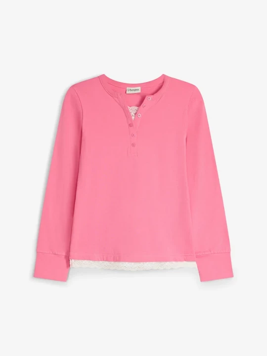 Obrázek produktu Bluzka z dekoltem henley, 2 w 1 BonPrix różowy