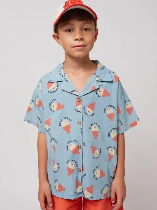 Obrázek produktu Bobo Choses Dětská bavlněná košile Bobo Choses Morning Egg modrá