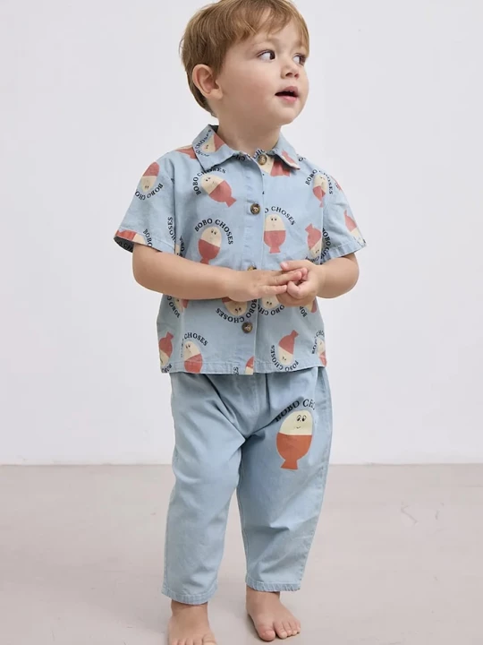 Obrázek produktu Bobo Choses Dětská bavlněná košilka Bobo Choses Morning Egg modrá