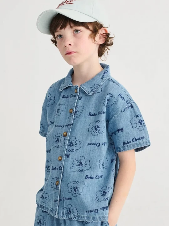 Obrázek produktu Bobo Choses Dětská riflová košile Bobo Choses Pickle The Dog modrá