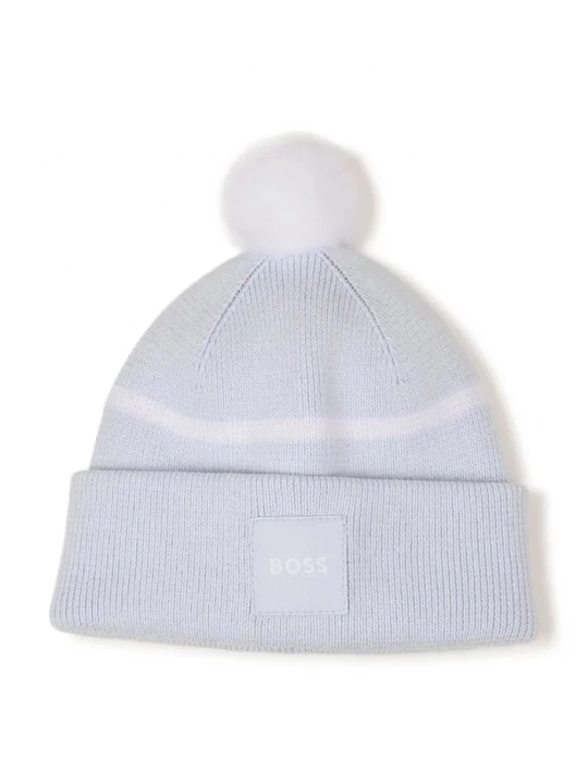 Obrázek produktu BOSS čepice s bambulí dětská bavlněná modrá