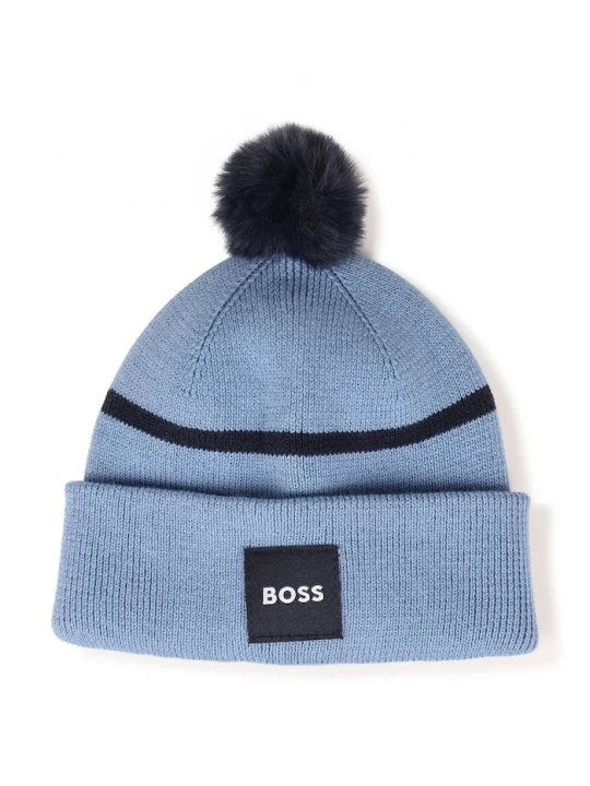 Obrázek produktu BOSS čepice s bambulí dětská bavlněná modrá