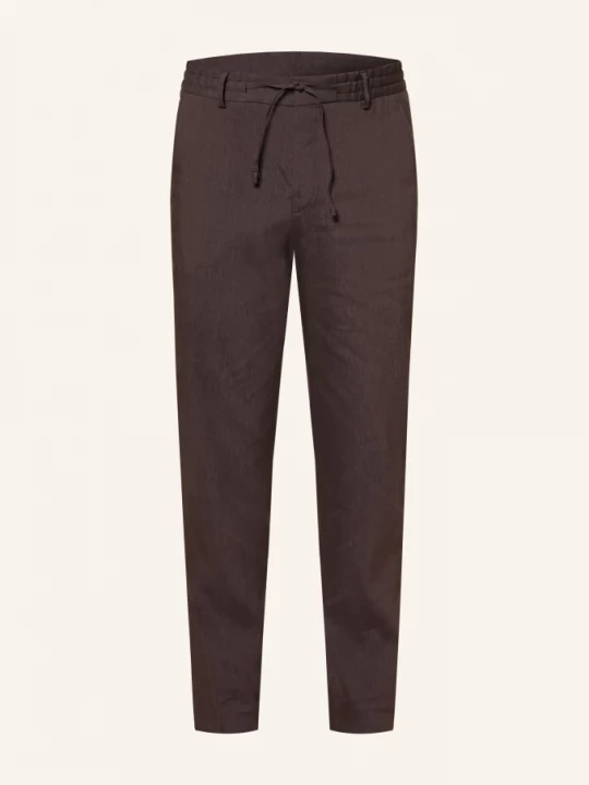 Obrázek produktu Boss Chino Perin Tapered Fit S Lnem tmavě hnědá