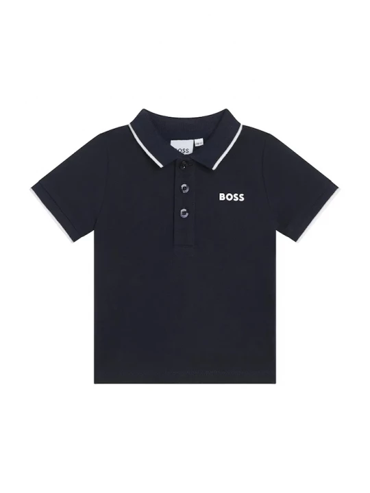 Obrázek produktu BOSS Dětská bavlněná polokošile BOSS námořnická modř