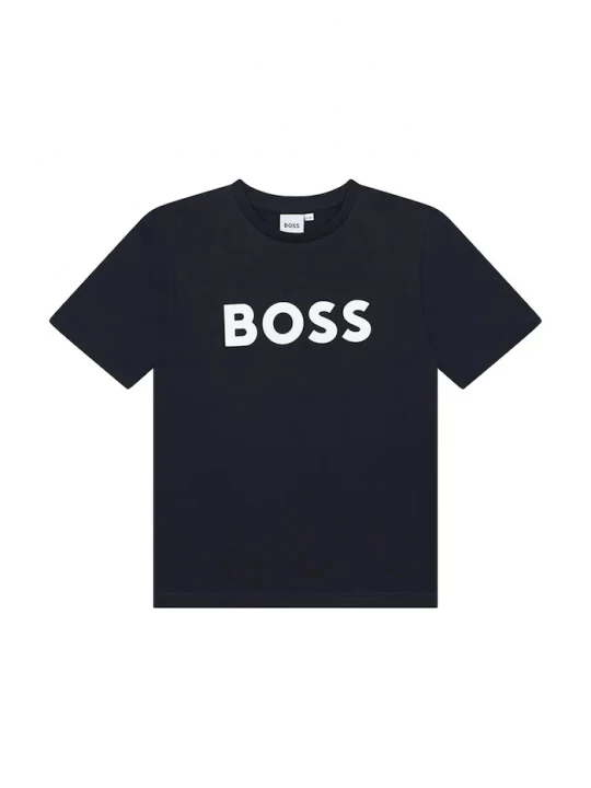 Obrázek produktu BOSS Dětské bavlněné tričko BOSS námořnická modř