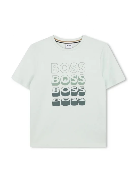 Obrázek produktu BOSS Dětské bavlněné tričko BOSS tyrkysová