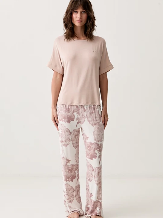 Obrázek produktu BOSS dvoudílné pyžamo dámské z viskózy ESSENCE_Short Set LP béžová