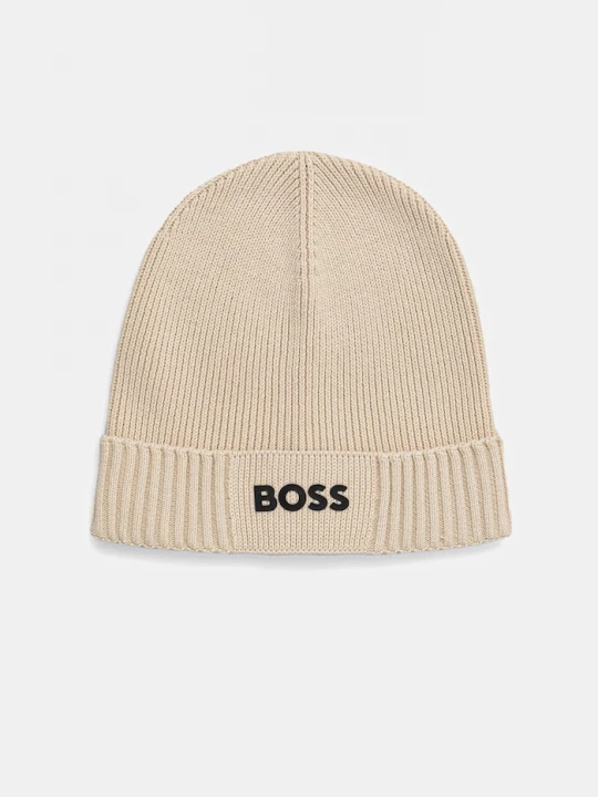 Obrázek produktu BOSS Green čepice pánská s příměsí vlny Asic_Beanie-X béžová
