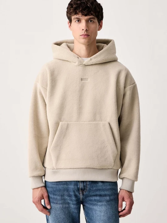 Obrázek produktu BOSS Green mikina s kapucí pánská fleecová SW_Teddy Sly béžová