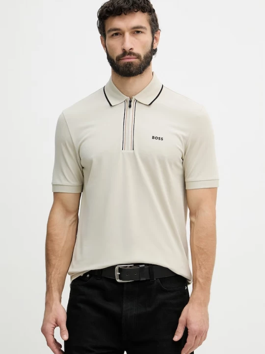 Obrázek produktu BOSS Green polo pánské bavlněné s elastanem béžová