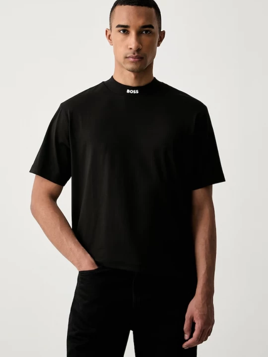 Obrázek produktu BOSS Green tričko pánské bavlněné s elastanem Tee Collar černá