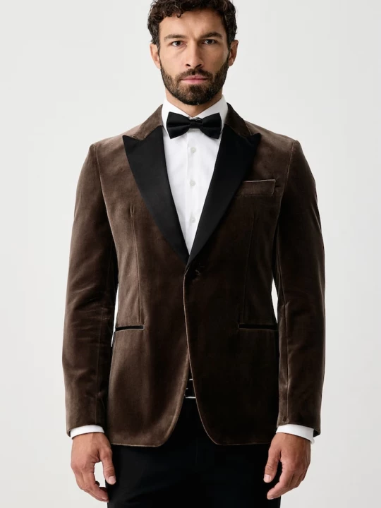 Obrázek produktu BOSS jednořadé sako pánské velurové H-Hutson-Tux-Pk-264 zelená