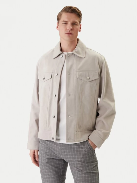 Obrázek produktu BOSS Kožená bunda Johot 50552130 Šedá Regular Fit