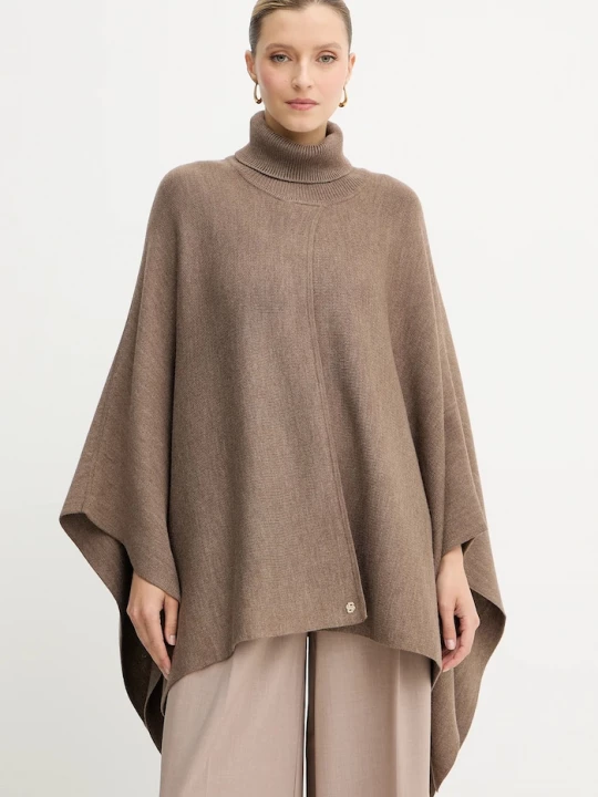 Obrázek produktu BOSS Pončo s příměsí vlny BOSS Larenia_poncho hnědá
