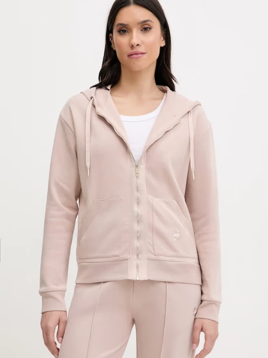 Obrázek produktu BOSS rozepínací mikina kapucí dámská bavlnou Shiny B Jacket H. béžová