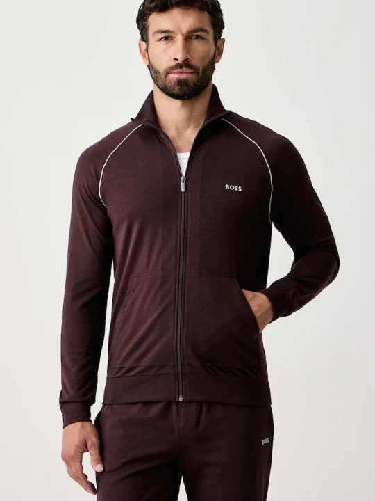 Obrázek produktu BOSS rozepínací mikina pánská bavlněná s elastanem Mix&Match Jacket Z hnědá