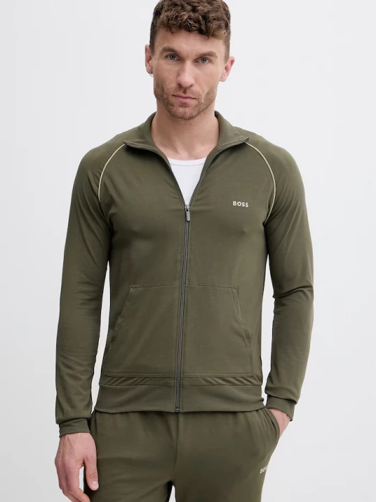 Obrázek produktu BOSS rozepínací mikina pánská bavlněná s elastanem Mix&Match Jacket Z zelená