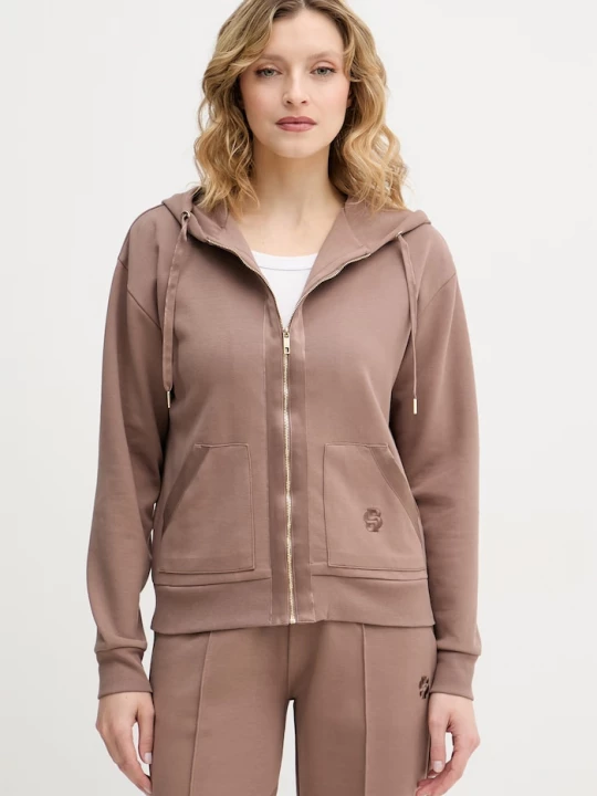 Obrázek produktu BOSS rozepínací mikina s kapucí dámská s bavlnou Shiny B Jacket H. hnědá