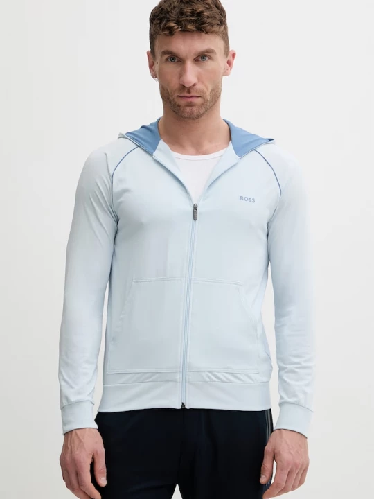 Obrázek produktu BOSS rozepínací mikina s kapucí pánská bavlněná s elastanem Mix&Match Jacket H modrá