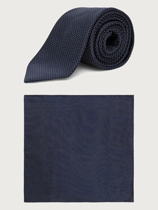 Obrázek produktu BOSS sada kravaty a kapesníku pánská s hedvábím H-SET TIE-PKT SQ námořnická modř