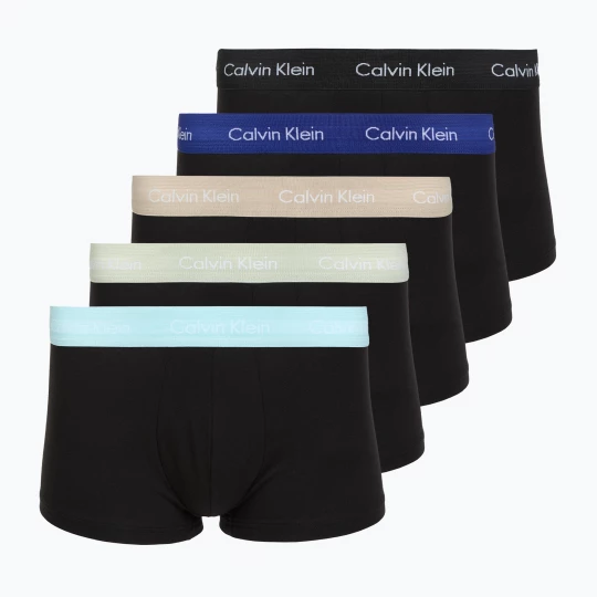 Obrázek produktu Boxerky Calvin Klein LV00NB4412 Low Rise Trunk 5 pairs black w plume wb / black w misty sage wb