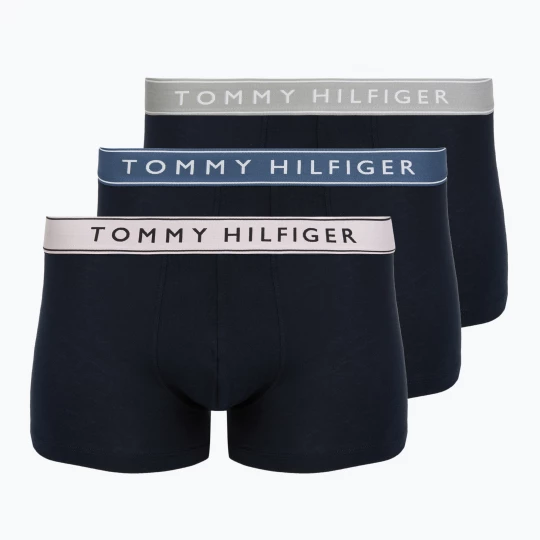 Obrázek produktu Boxerky Tommy Hilfiger Trunk WB 3 pairs purple pink / antique silverer / aegean sea Černá