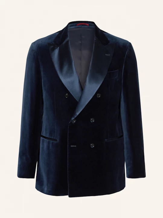 Obrázek produktu Brunello Cucinelli Smokingové Sako Regular Fit Ze Sametu S Hedvábím cup32 copiativo+blu colorato