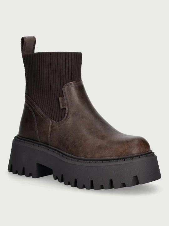 Obrázek produktu Buffalo kotníkové boty na platformě dámské Aspen Chelsea Knit hnědá