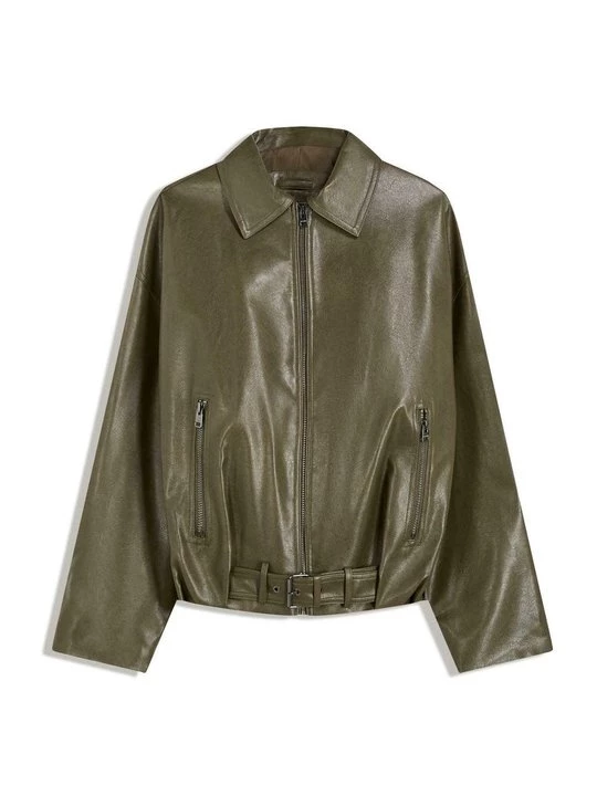 Obrázek produktu Bunda z umělé kůže Bershka khaki