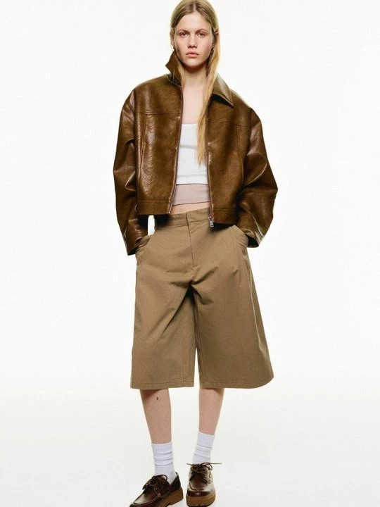 Obrázek produktu Bunda z umělé kůže Bershka tmavě hnědá