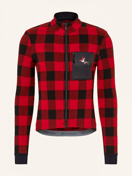 Obrázek produktu Café Du Cycliste Fleecový Cyklistický Dres Solange červená / černá CAFÉ DU CYCLISTE