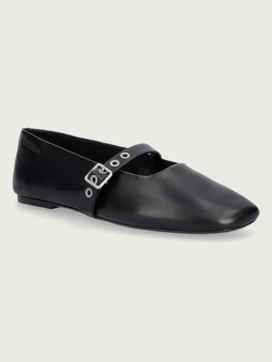 Obrázek produktu Calvin Klein baleríny kožené OBL BALLERINA MJ BUCKLE LTH černá