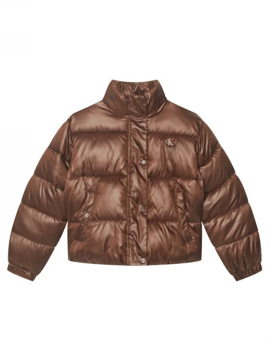 Obrázek produktu Calvin Klein Jeans Bunda pro přechodné období Minime Shiny Short Puffer LVCKTJM01G Hnědá Regular Fit